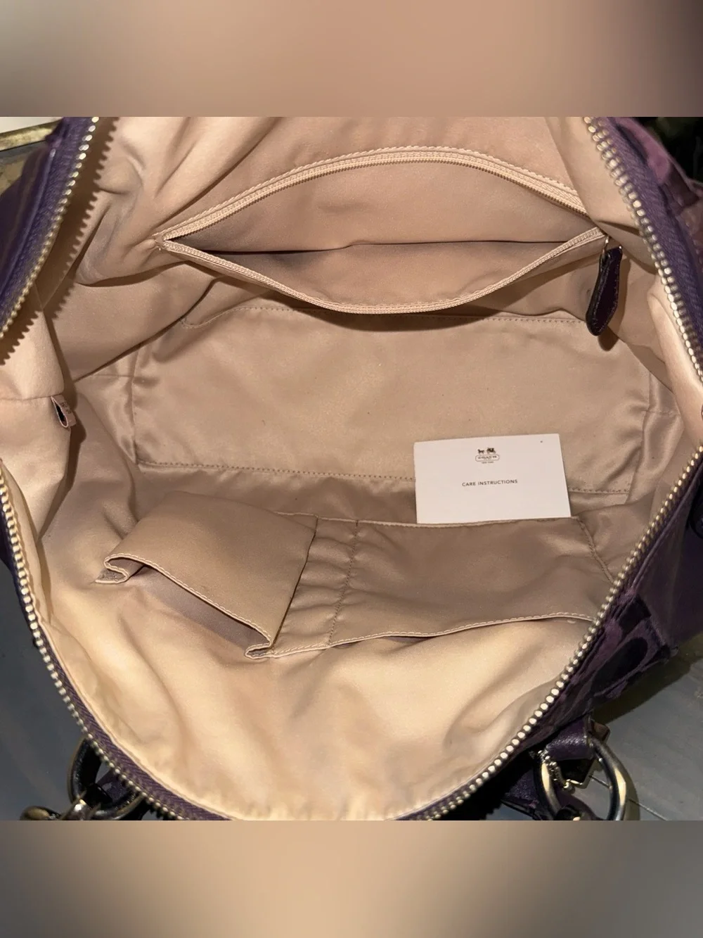 Coach Purple Signature Satchel with Silver Hardware